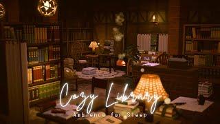 Sleep Aid  Cozy Library Ambience | Soft Rain + Page flipping + Fire crackling 