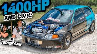 1400HP AWD Civic is Terrifyingly FAST! FRUSTRATE EG Ridealong (FASTEST Honda on the Street)