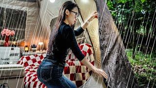 SOLO CAMPING IN HEAVY RAIN️ WITH LUXYRY TENTㅣRAINY CAMP ASMR