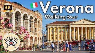 Verona, Italy  Veneto 4K "WALKING TOUR" | Walking tour with subtitles! - Romeo and Juliet - ASMR