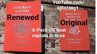 Coast Guard boat captain license (initial vs renewal) - what do they look like? 6-pack boat license