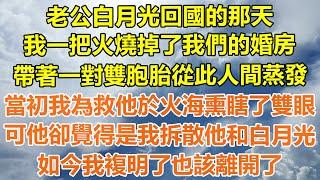 （完結爽文）老公白月光回國的那天，我一把火燒掉了我們的婚房，帶著一對雙胞胎從此人間蒸發，當初我為救他於火海熏瞎了雙眼，可他卻覺得是我拆散他和白月光，如今我複明了也該離開了！#幸福#出軌#家產#白月光