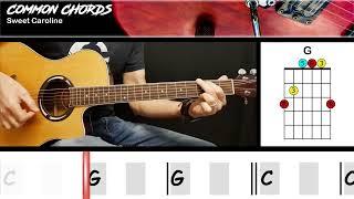 Sweet Caroline - Neil Diamond | EASY GUITAR CHORDS | Common Chords