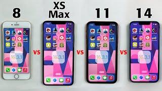 iPhone 8 vs XS Max vs 11 vs iPhone 14 SPEED TEST After iOS 16.3.1 | Which Should You Buy in 2023 ?