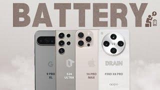 Oppo Find X8 Pro vs iPhone 16 Pro Max vs S24 Ultra vs Pixel 9 Pro XL EXTREME Battery Drain Test