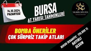 14 Ekim 2024  Pazartesi BURSA At Yarışı Tahminleri