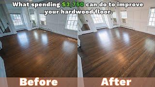 Minwax Dark Walnut stain, Bona Traffic HD satin 3 coats on white oak hardwood floor.