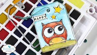 Watercolor Owl Tag | Technique Friday with Els