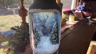 Stunning Reverse Decoupage Lighted Winter DIY