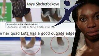 Anna Shcherbakova Quad Lutz - GoldenSkate thinks its a "good" outside edge