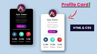 Animated Profile Card UI Design Using HTML & CSS | CSS Card Hover Effects