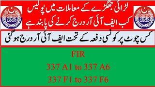 Sec 337 PPC detail in Urdu, 337A1 to A6, 337F1 to 337F6, 337 ppc deatil and punishments, Hurt 337