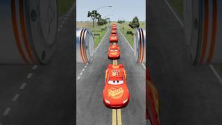 Mix Mcqueen Cars Vs Giant Bollard #beamng #beamngdrive #shorts #mcqueen