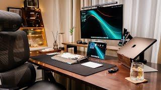 Desk Setup 2024 | MacBook Pro的深色极简办公桌面分享 | 桌面清单，桌搭好物