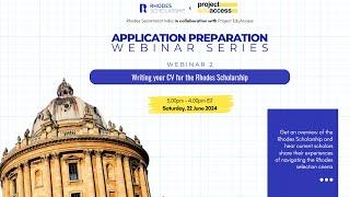 Rhodes Scholarship Webinar 2: Writing your CV for the Rhodes Scholarship