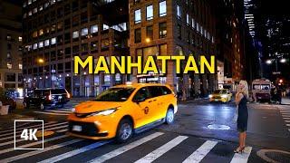 Night Walk in NEW YORK CITY, Manhattan Walking Tour 4K