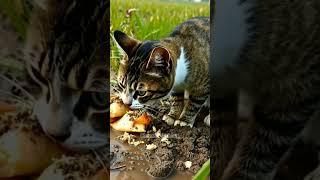 This poor cat's food is mixed with mud#ai#cat#shorts