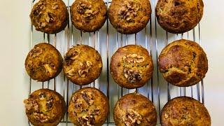 Banana walnut muffins with no sugar for healthy and delicious breakfast quick & easy