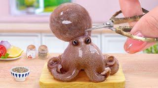 Must Try In Christmas Day  Best Of Miniature Grilled Octopus with Yellow Lemon  Tina Mini Cooking