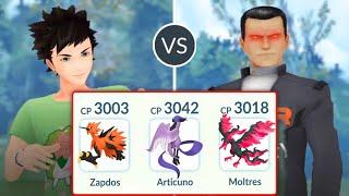 Galarian Legendary Birds vs Boss Giovanni in Pokemon GO.