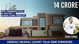 1000 Sqy 2 kanal  Luxury Villa Semi Furnished Tour in Precinct 7 Bahria Town Karachi | Construction