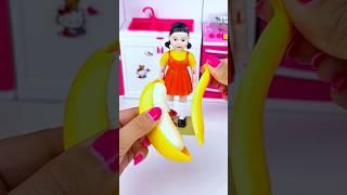 Squid Game Eating Banana Toy Set  | Satisfying ASMR Unboxing Miniature Kitchen Toys #squidgame