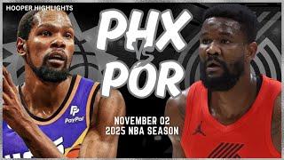 Phoenix Suns vs Portland Trail Blazers Full Game Highlights | Nov 2 | 2025 NBA Season