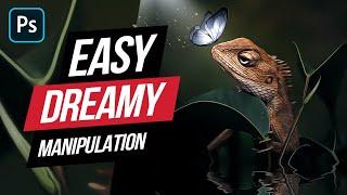 Fantasy Photoshop Tutorial - Manipulation Glowing Butterfly & Iguana