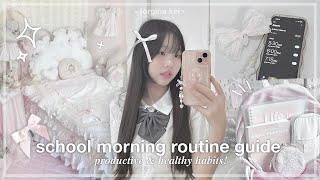 SCHOOL MORNING ROUTINE GUIDE ⟡ | best habits, tips, productive, makeup grwm, skincare | jorgina kei