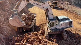 Huge 125 Tones Liebherr 984 Excavator Working With Caterpillar 777 Dumpers - Sotiriadis/Labrianidis