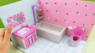 DIY Miniature Cardboard House - Making Mini Bathroom