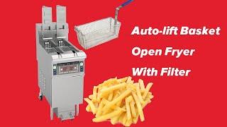 Auto-lift basket open deep fryer for French fries. #deepfryer #hennypenny #frying #frymaster