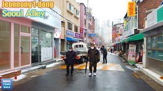 【4K】 Walk Seoul Snowy road - 서울 전농1동 골목 걷기 (전농동) - 눈 덮인 길 | Jeonnong 1-dong Alleys [동대문구2] 15(2)-16