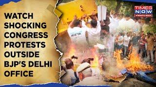 Shocking Congress Protests Outside BJP Delhi Office| Rahul Gandhi 'Abused' Over Sikh Remarks In US?