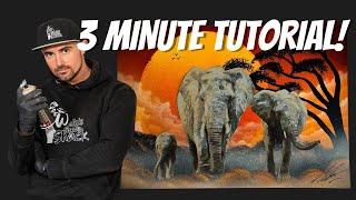 Quick Spray Paint Art Tutorial - African Sunset and Elephants