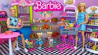 Barbie & Ken Doll Family Candy Store Shopping Story