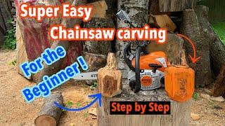 Super easy chainsaw carving for beginners. Chainsaw carving pumpkin tutorial. Easy carving tutorial