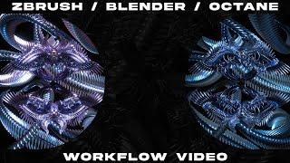 BLENDER 3D & OCTANE & ZBRUSH: ABSTRACT CHROME ART WORKFLOW