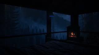 Fall Asleep Instantly with Calming Rain and Fireplace  - Goodbye Stress!