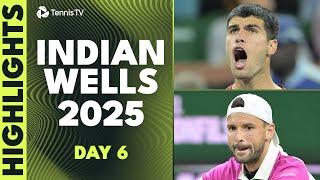 Alcaraz Headlines; Dimitrov & Monfils Play an Epic | Indian Wells 2025 Day 6 Highlights