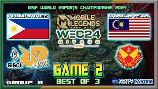 PHILIPPINES vs MALAYSIA Game 2 | SIBOL RRQ KAITO vs SRG | IESF World Esports Championship 2024 Group