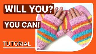 Knit The BEST ever, easy and AMAZING fingerless gloves / wrist warmers with sock yarn, great fit!