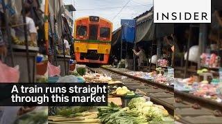 A train runs straight through this market