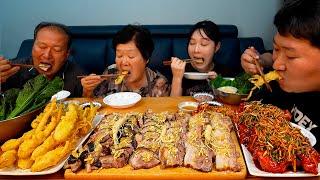 영주 풍기인삼으로 만든 인삼 보쌈족발과 인삼 파닭!! (Boiled pork, Fried chicken with Ginseng) - Mukbang eating show