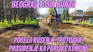 Beograd Tošin Bunar počelo rušenje trotoara i proširenje ugao Pariske Komune direktno NOVOO#beograd