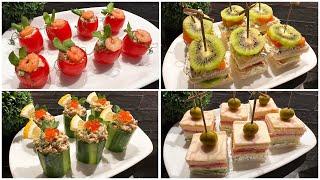 Quick appetizers for the party! Delicious snacks for parties and receptions in 5 minutes! 4 recipes.