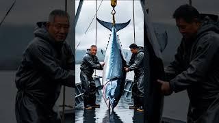 Huge Tuna Hauled on Deck #TunaCatch #FishingLife #BigCatch #SeaAdventure #OceanHarvest #Fishing