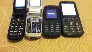 Samsung SGH-X180 vs. SGH-E700 vs. Nokia 105 vs. Alcatel 2045 Speed Comparison ON/OFF