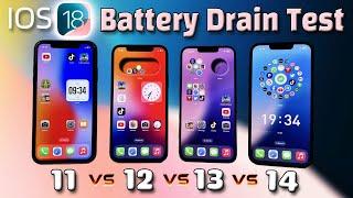 IOS 18 iPhone 11 vs 12 vs 13 vs 14 Battery Drain Life Test | PUBG | TikTok | YouTube 2024