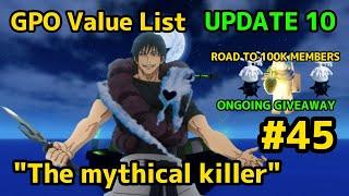 NEW GPO VALUE LIST UPDATE 10 #45 Res baal guard , The mythical killer + 100k members Giveaway soon!